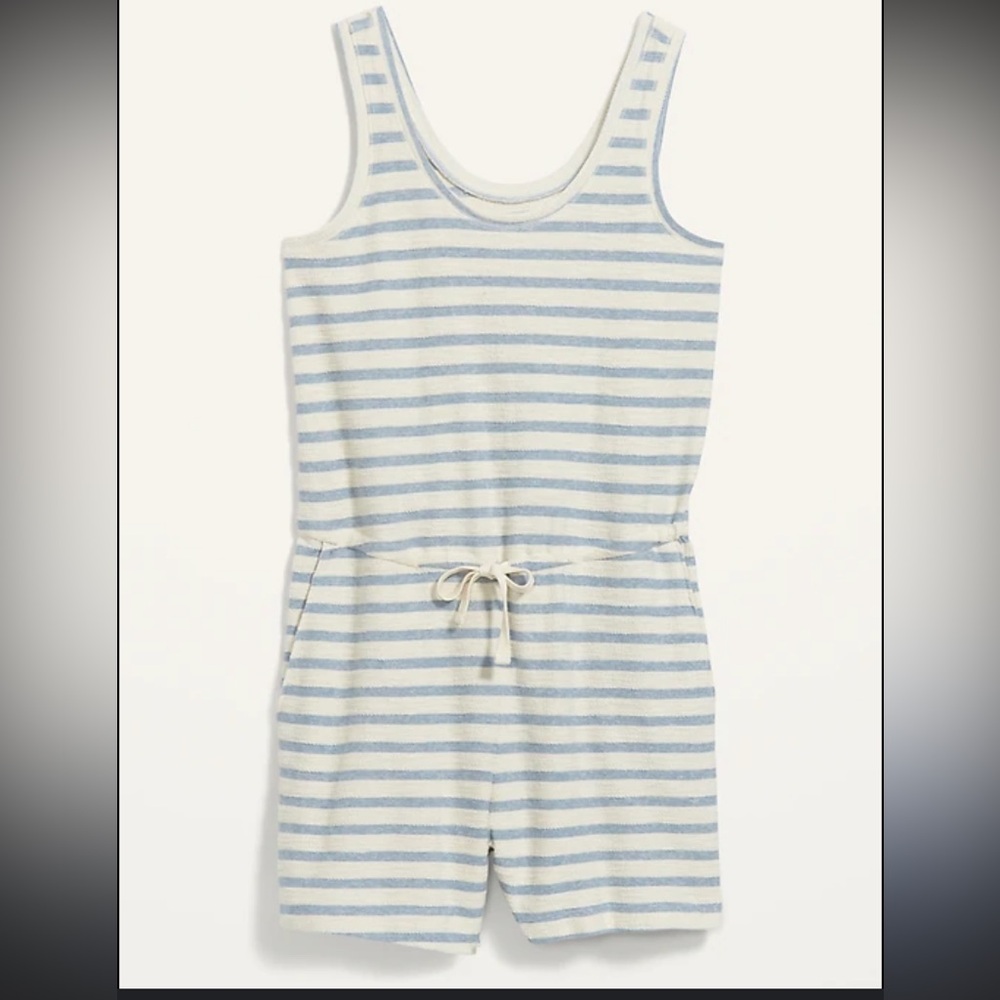 Old Navy Waist-Defined Sleeveless Striped Terry Beach Romper‎ size XL